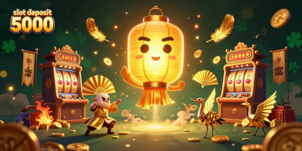 Experience thrilling wins at slot deposit 5000 with a captivating illustration of vibrant casino elements and winning symbols.