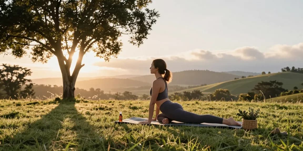 Ministry of Cannabis CBD oil enhancing outdoor yoga practice with natural wellness benefits.