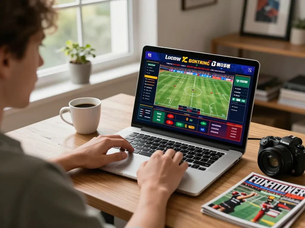 Engaged user placing bets on the 888NEW sports betting platform from a cozy home setting.