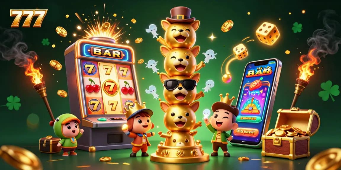 Spin the 777 slot while enjoying vibrant animations and big wins in this colorful casino scene.