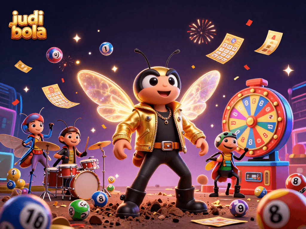 Experience thrilling judi bola action with dynamic colorful elements celebrating sports betting.
