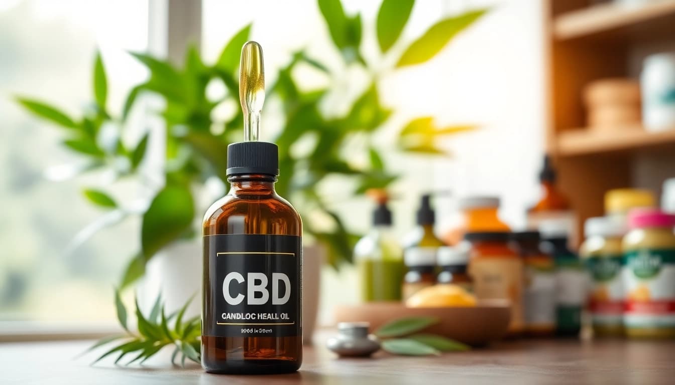 Promote relaxation and wellness with high-quality CBD Oil displayed in an elegant healthcare setting.