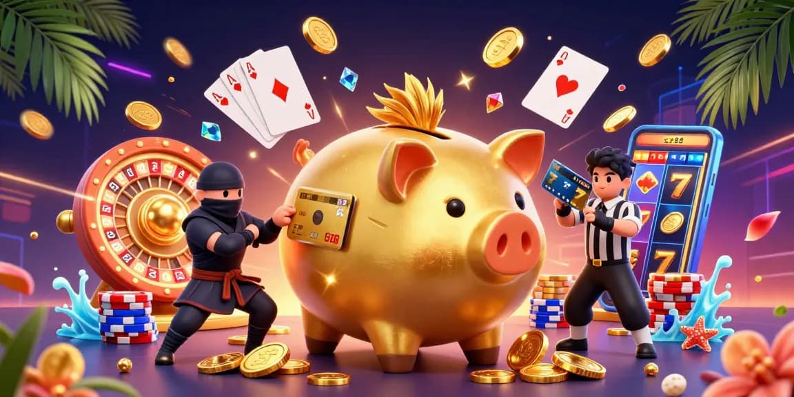 Experience the exciting world of xx88 with dynamic casino action featuring a piggy bank sumo wrestler, wallet ninja, and credit card referee.