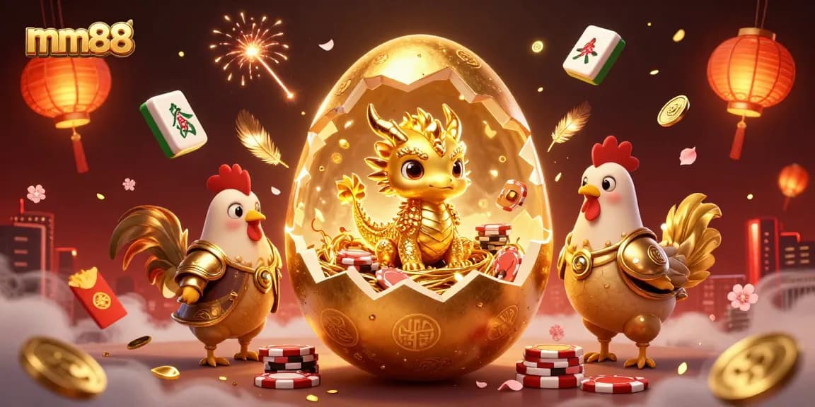 Experience thrilling wins at mm88 with a dragon-themed casino adventure amidst gold and luck.