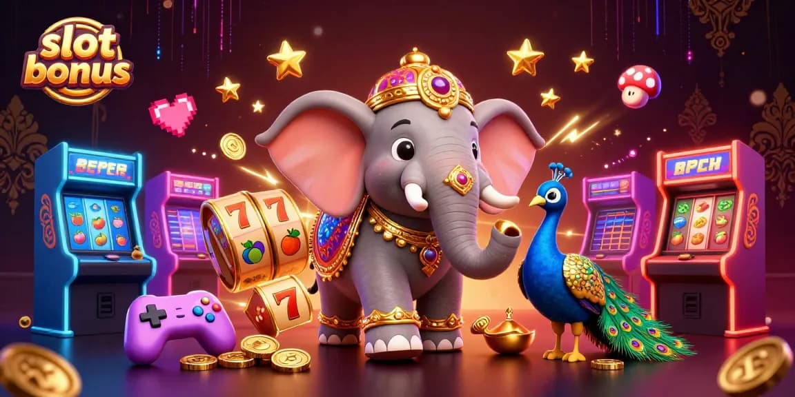 Spin to win with the slot bonus in this vibrant casino-themed illustration.