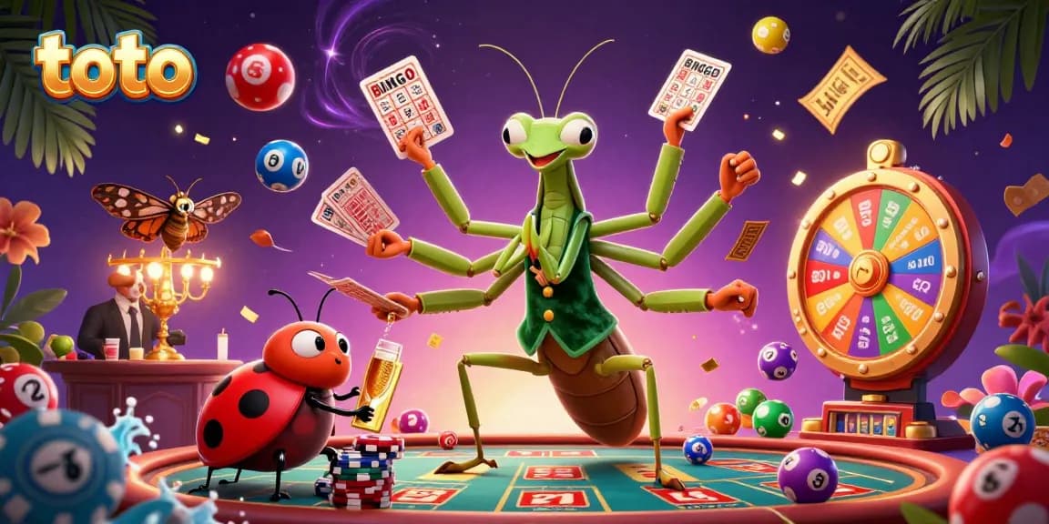 Toto lottery scene showcasing vibrant characters, dynamic action, and casino elements for an engaging experience.
