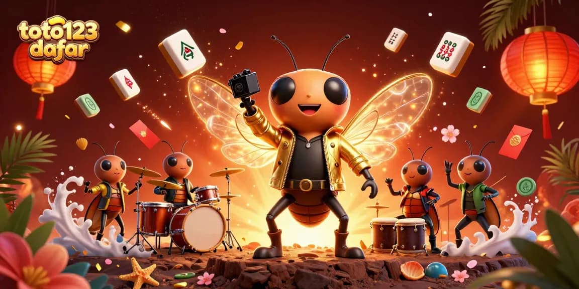 Experience the thrill of toto123 daftar with vibrant gaming elements in a dynamic 3D scene.