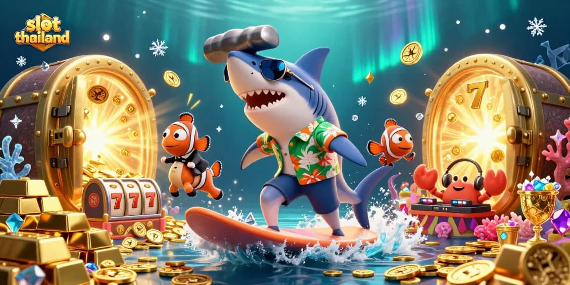 Experience the excitement of slot thailand with our vibrant underwater casino adventure illustration.