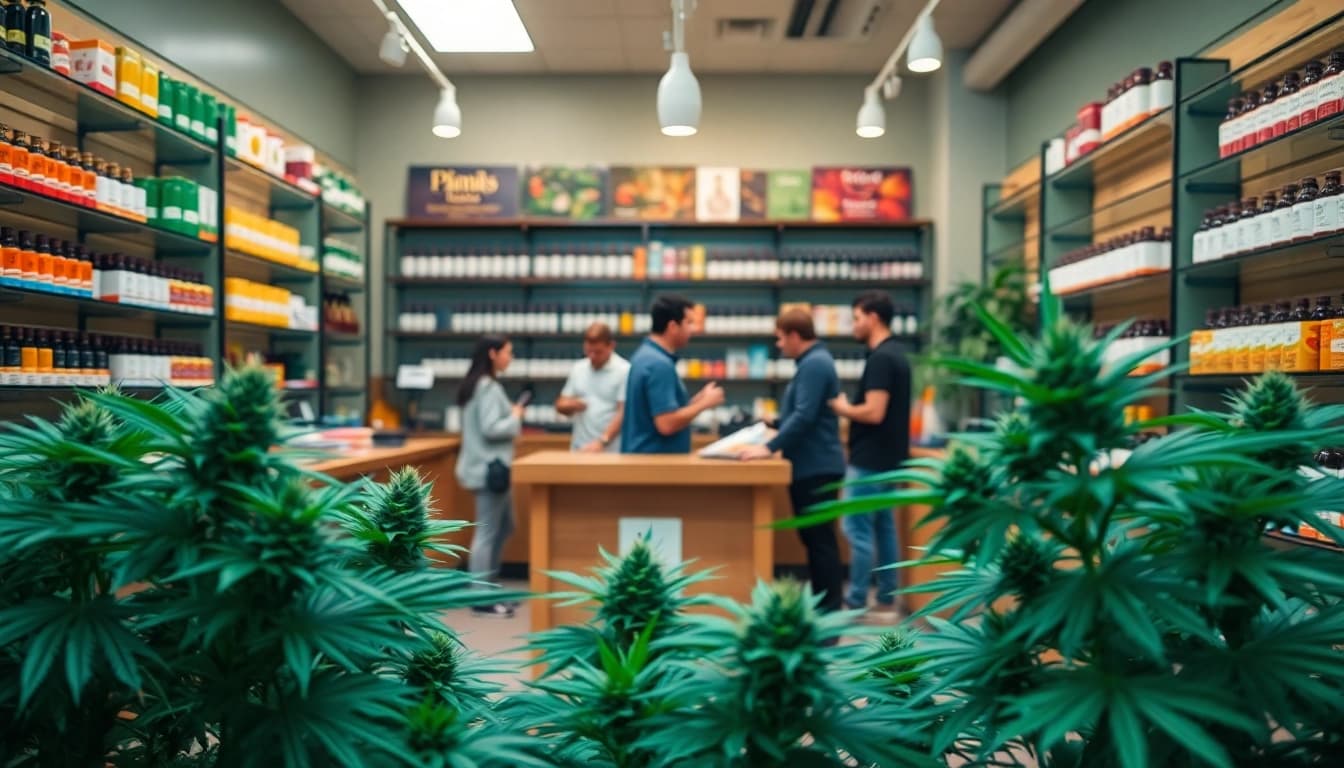 Discover weed sites buy products in a modern cannabis dispensary filled with vibrant displays.