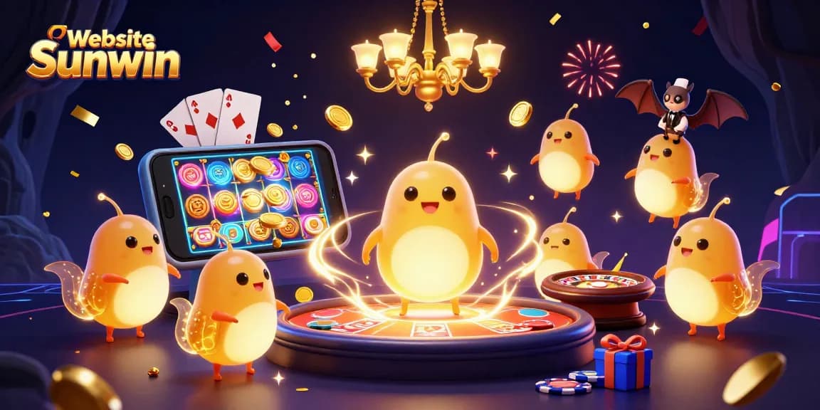 Experience thrills with Website Sunwin as glowworms illuminate a vibrant cave casino filled with games.