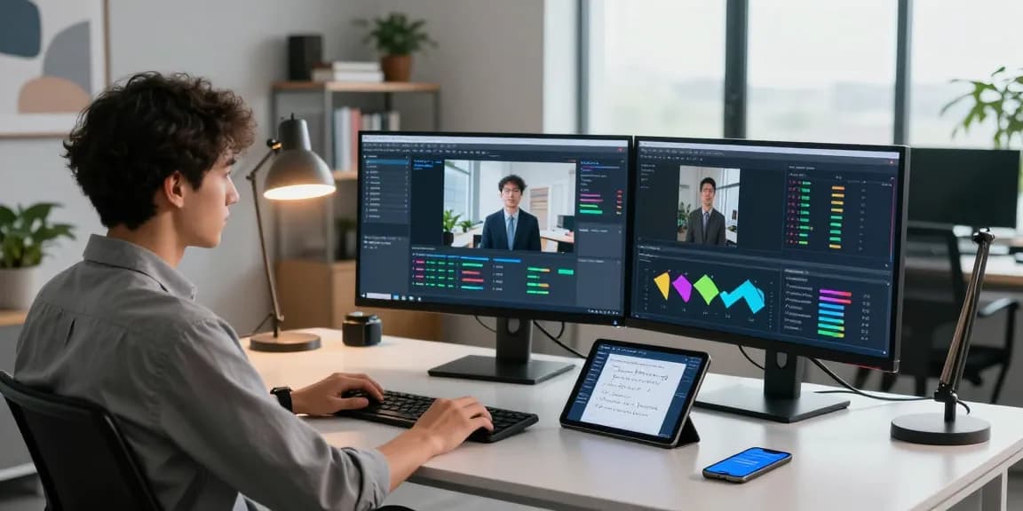 AI image detector interface in a modern workspace showcasing image analysis results with data visualizations.