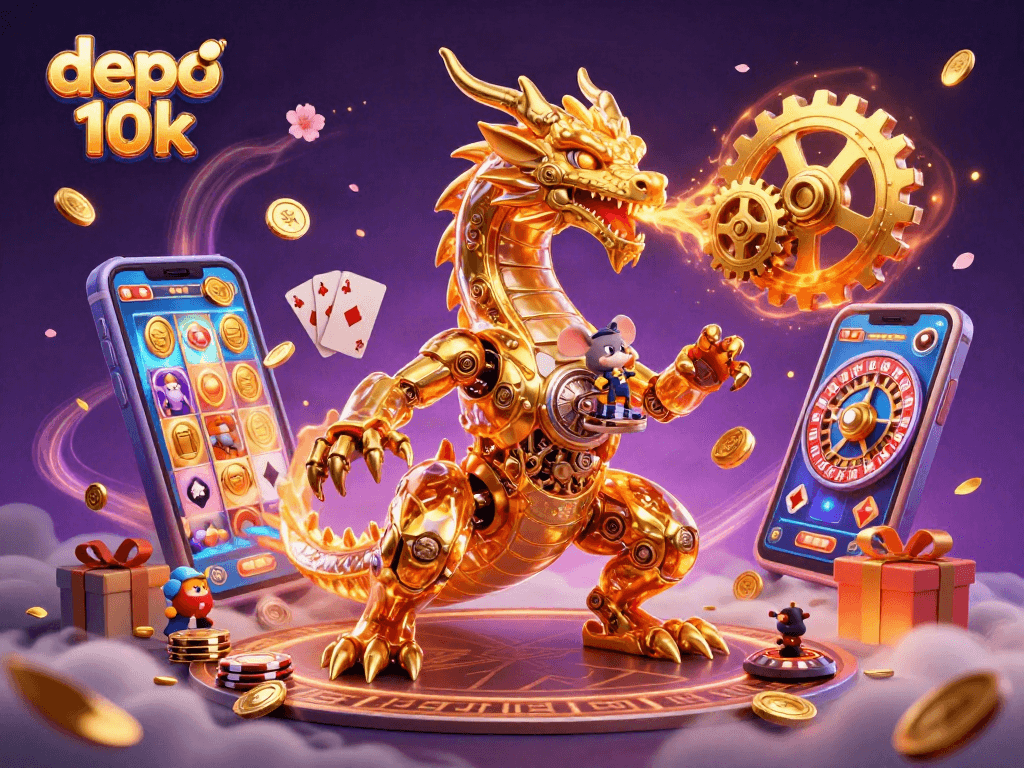 Engage with the thrilling depo 10k slot experience alongside a golden dragon and mouse engineer.