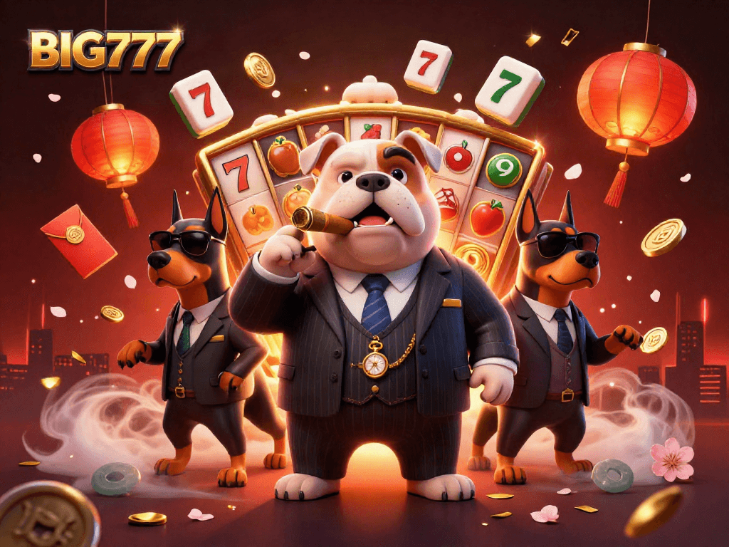 Engage with BIG777 as the mafia boss bulldog rules the casino world in a vibrant 3D scene.