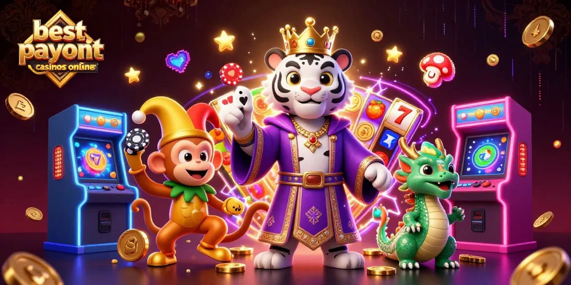 Experience the excitement at best payout casinos online with vibrant 3D characters and casino elements.