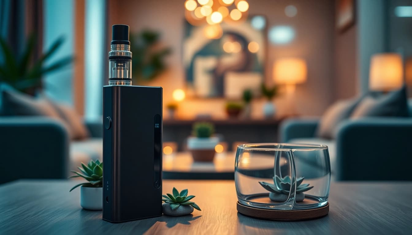 Explore thc vape device in a stylish lounge, showcasing modern design and relaxing atmosphere.