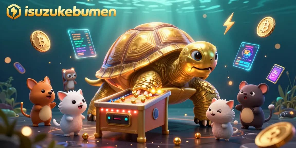 Engage with exciting gameplay at isuzukebumen featuring a vibrant casino scene with colorful characters and crypto elements.