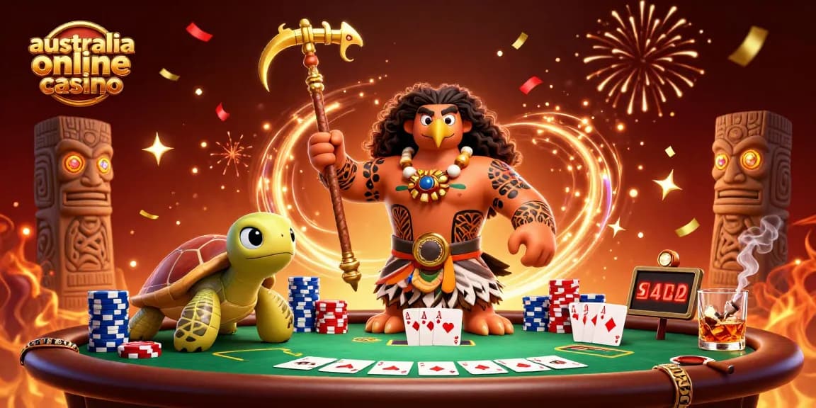 Engage in exciting gameplay at the australia online casino, with vibrant casino elements and captivating characters.