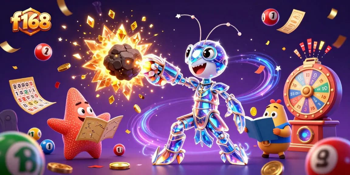 Experience thrilling gameplay at f168 with vibrant casino elements in a stunning 3D illustration.