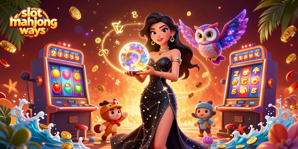 Experience the excitement of the slot mahjong ways with vibrant reels and stunning characters in a rich casino scene.
