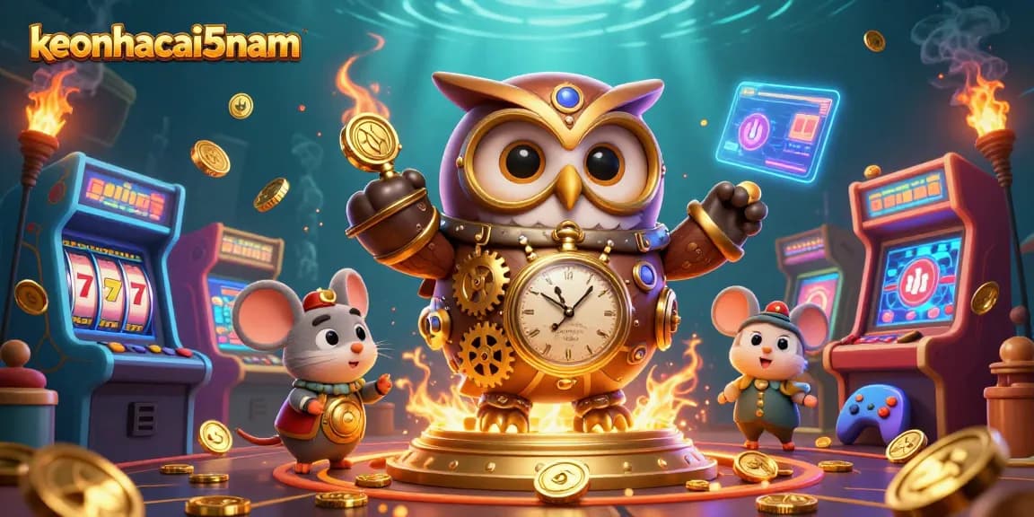 Bet on keonhacai5nam with dynamic casino elements in a vibrant 3D illustration.