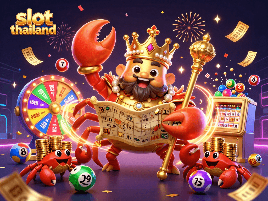 Experience the thrill of slot thailand with a vibrant casino scene featuring a golden crab emperor.