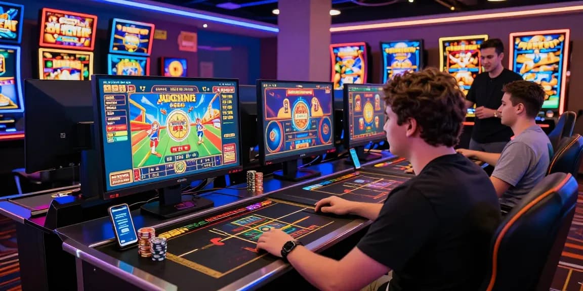 Player immersed in an online slot game, showcasing vibrant graphics and user interaction elements.