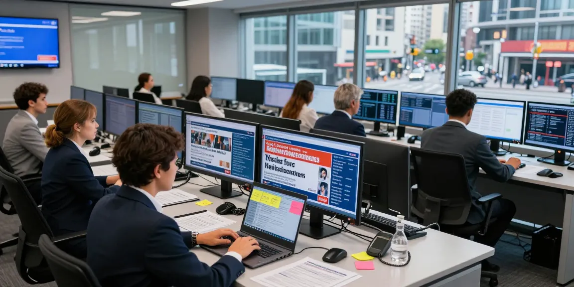 Newsroom scene at https://www.theindaily.com with journalists reporting live updates.