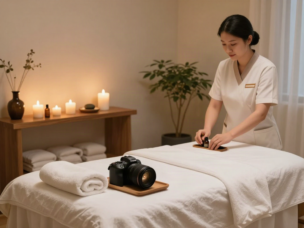 Relaxing spa treatment room for 광진구출장마사지 with calming decor and soothing atmosphere.