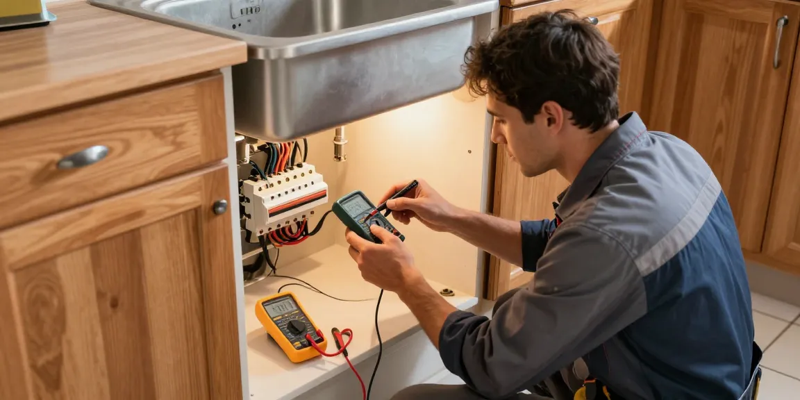 Electrician assessing electrical safety in a home, read more here for emergency services.