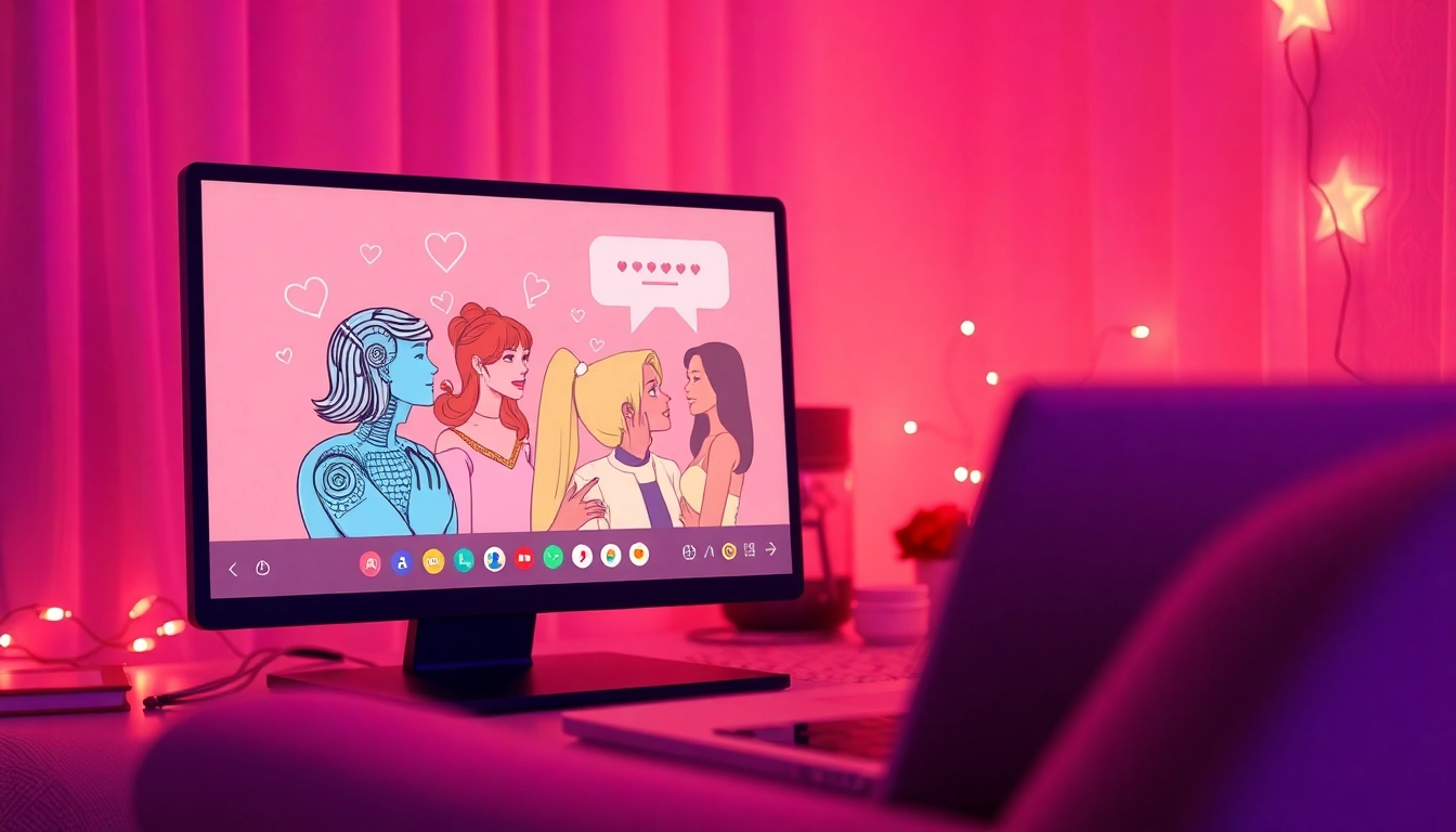 Engaging AI porn chat scene featuring flirtatious characters and cozy atmosphere.