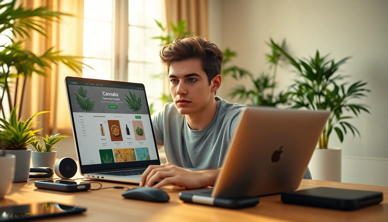 Learn how to buy online weed securely from home with a young adult using a laptop.