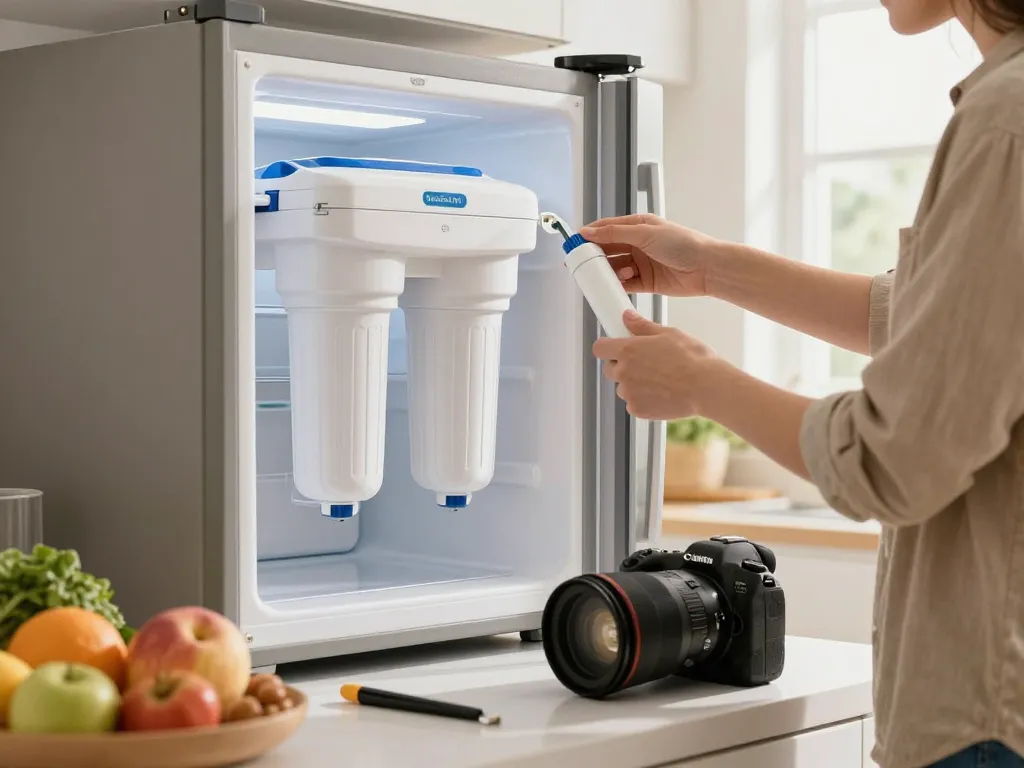 Maxblue XWF Replacement for GE® XWF installation in a modern kitchen context with fresh ingredients.