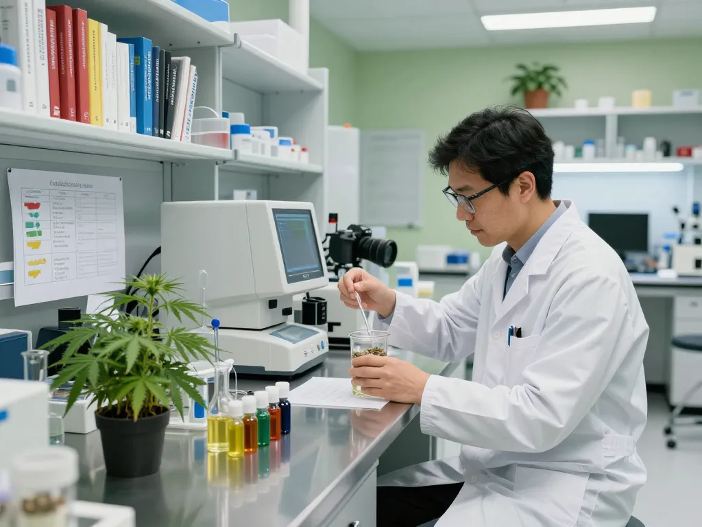 Cannabinoid manufacturer Europe showcasing lab technician analyzing premium extracts in a modern laboratory.