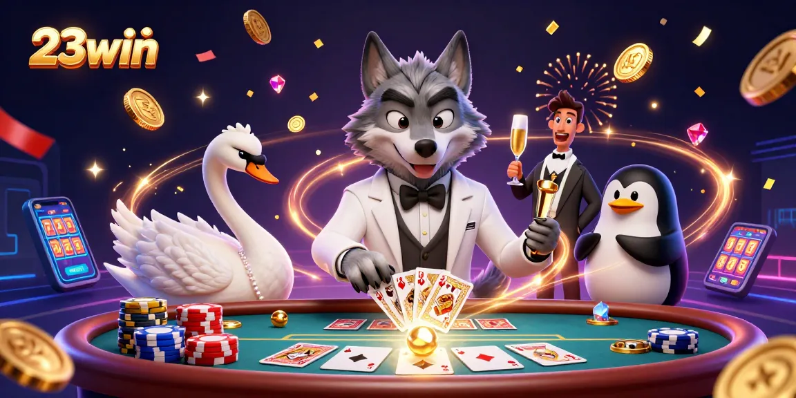 Win big at 23win with an exciting baccarat game featuring vibrant characters and dynamic casino elements.