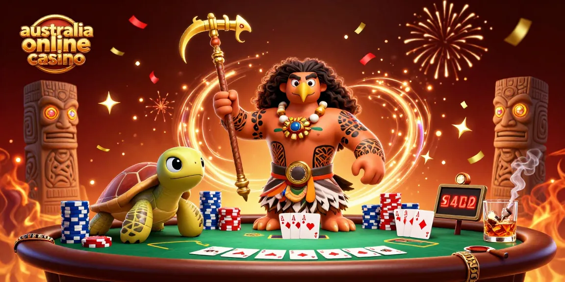 Engage in exciting gameplay at the australia online casino, with vibrant casino elements and captivating characters.