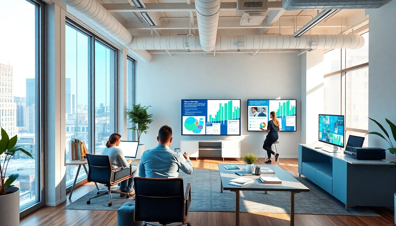 Website redesign NYC team collaborating in a modern office space.