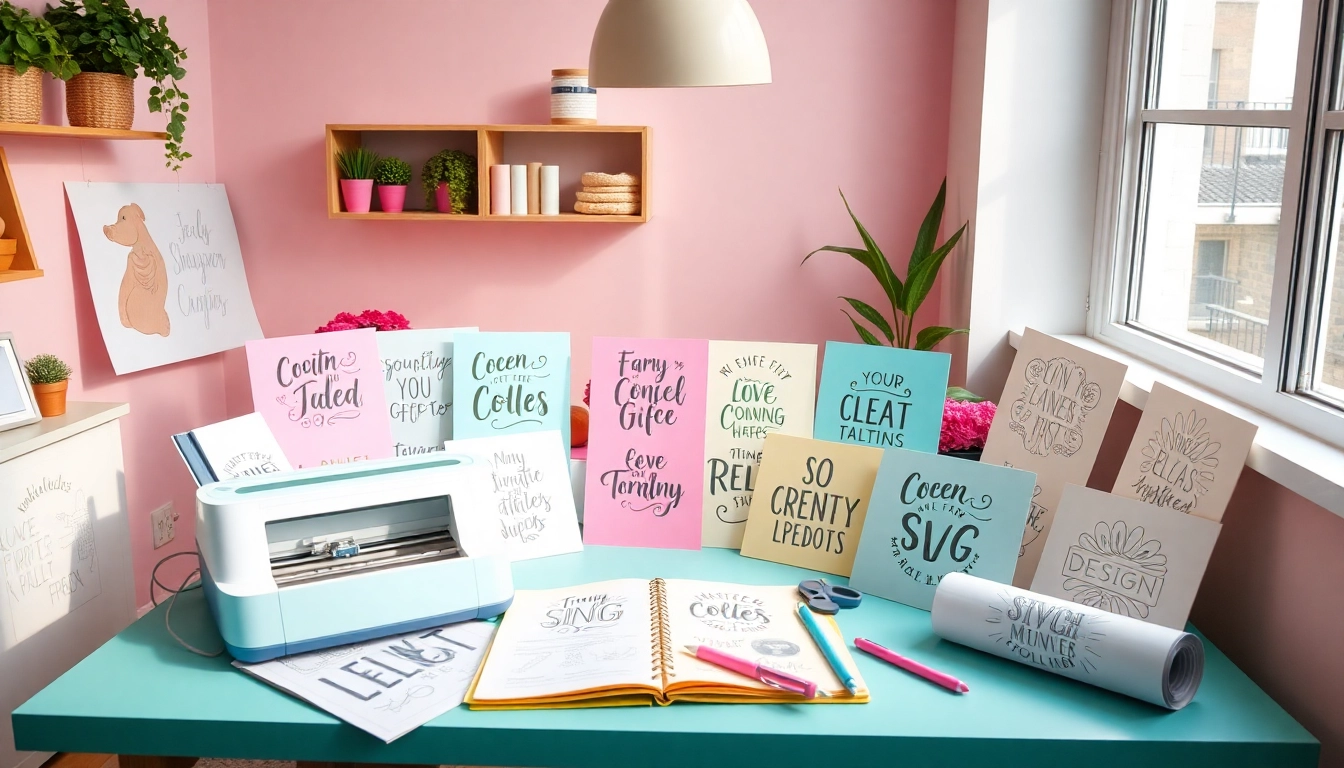 Vibrant crafting workspace with design bundles SVG displayed, creating an inviting and creative atmosphere.