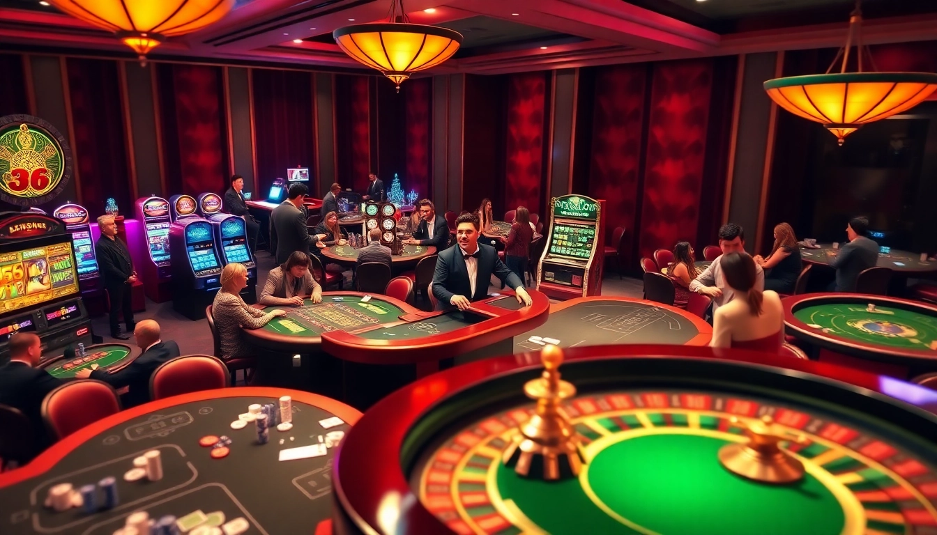 Enthusiastic players engaging at mb66 casino tables, experiencing thrilling online gambling excitement.