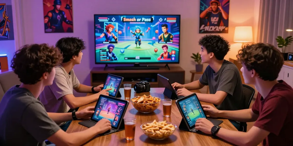 Engaging group playing Smash or Pass AI game with generated avatars and interactive polling